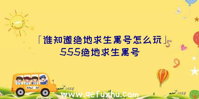 「谁知道绝地求生黑号怎么玩」|555绝地求生黑号